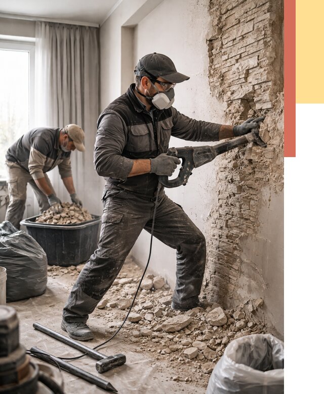 Демонтаж декоративного камня в Михайловке от 1474 руб/м² — быстро и недорого | ОТДЕЛОЧНИК-Мхл