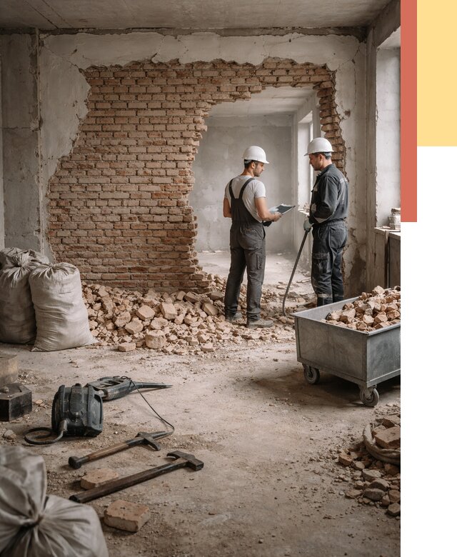 Демонтаж кирпичных стен в Михайловке от 4270 руб. — быстро, недорого, под ключ | ОТДЕЛОЧНИК-Мхл