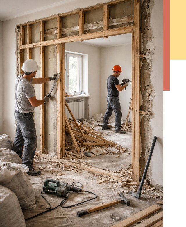 Демонтаж деревянных перегородок в Михайловке от 3253 руб. — быстро и недорого | ОТДЕЛОЧНИК-Мхл