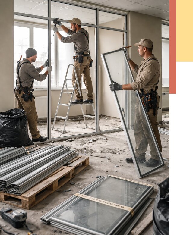 Демонтаж алюминиевых перегородок в Михайловке от 4270 руб. — быстро и недорого | ОТДЕЛОЧНИК-Мхл