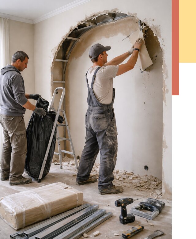 Демонтаж арки из гипсокартона в Михайловке от 3558 руб. — услуги под ключ | ОТДЕЛОЧНИК-Мхл