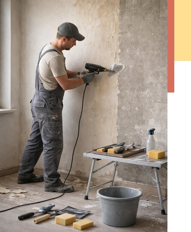 Очистка стен от клея в Михайловке от 1881 руб. — снятие и удаление клея со стен | ОТДЕЛОЧНИК-Мхл