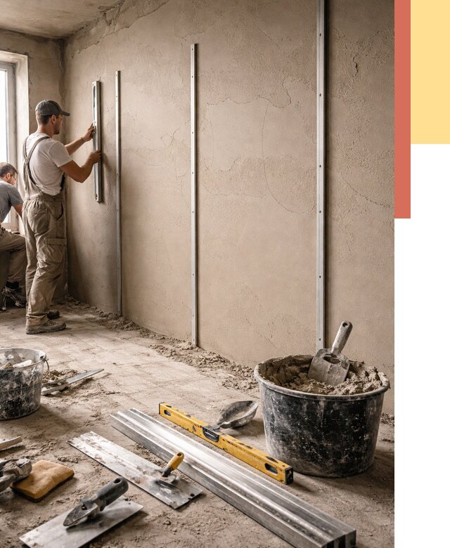 Штукатурка стен по маякам в Михайловке от 5592 руб./м² — выравнивание под ключ | ОТДЕЛОЧНИК-Мхл