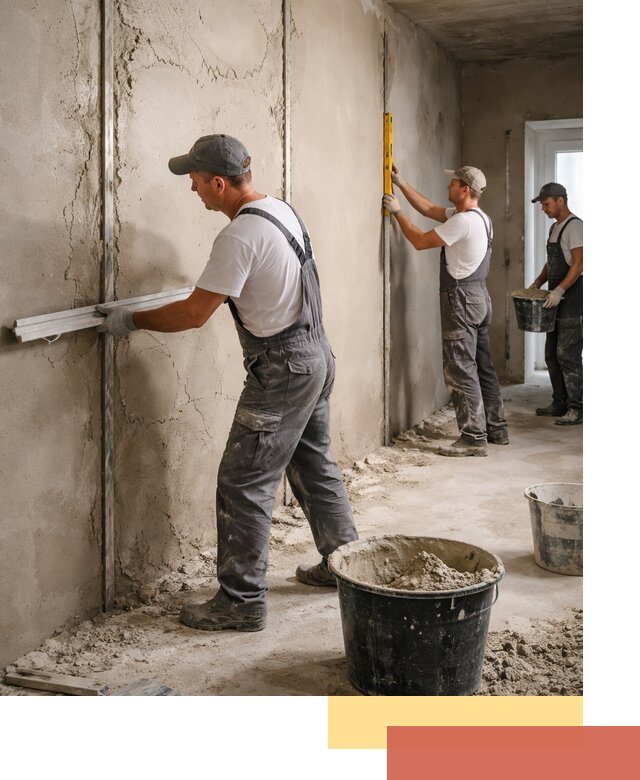 Штукатурка стен по маякам в Михайловке — точная и ровная поверхность