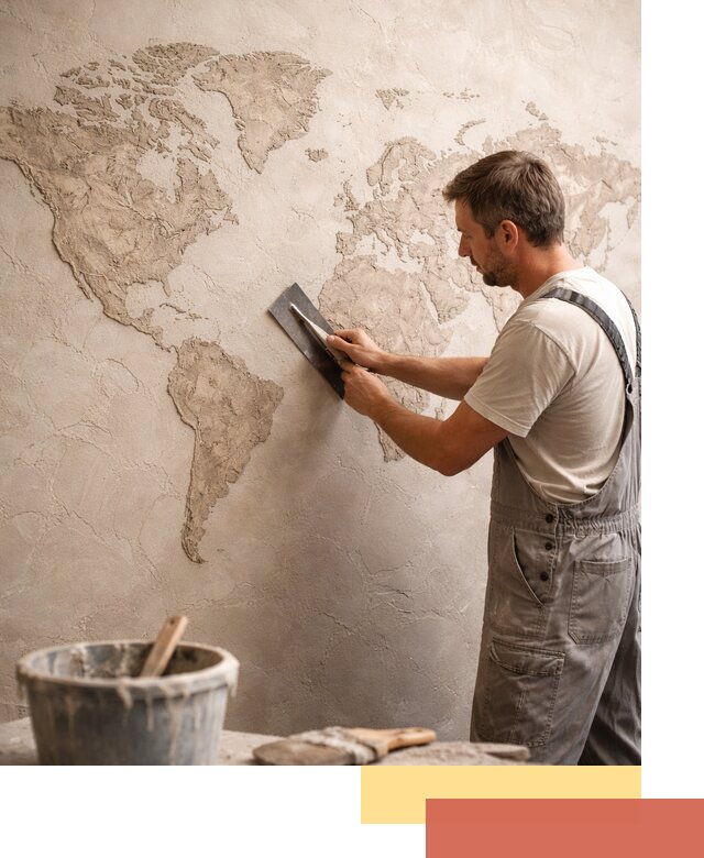 Декоративная штукатурка «Карта мира» под ключ в Михайловке