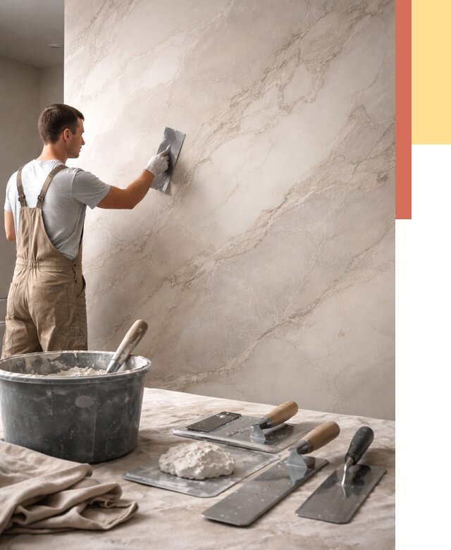 Декоративная штукатурка под мрамор в Михайловке от 2847 руб./м² — быстро и недорого | ОТДЕЛОЧНИК-Мхл