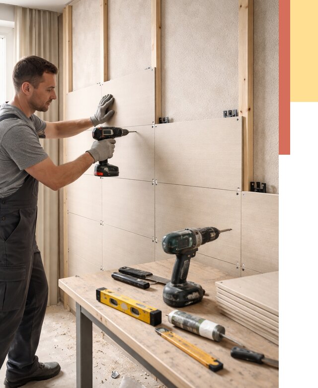 Монтаж МДФ панелей на стены в Михайловке от 1271 руб. под ключ | ОТДЕЛОЧНИК-Мхл