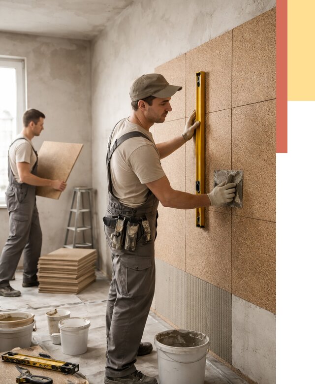 Монтаж пробковых панелей на стены в Михайловке от 3558 руб. — ОТДЕЛОЧНИК-Мхл