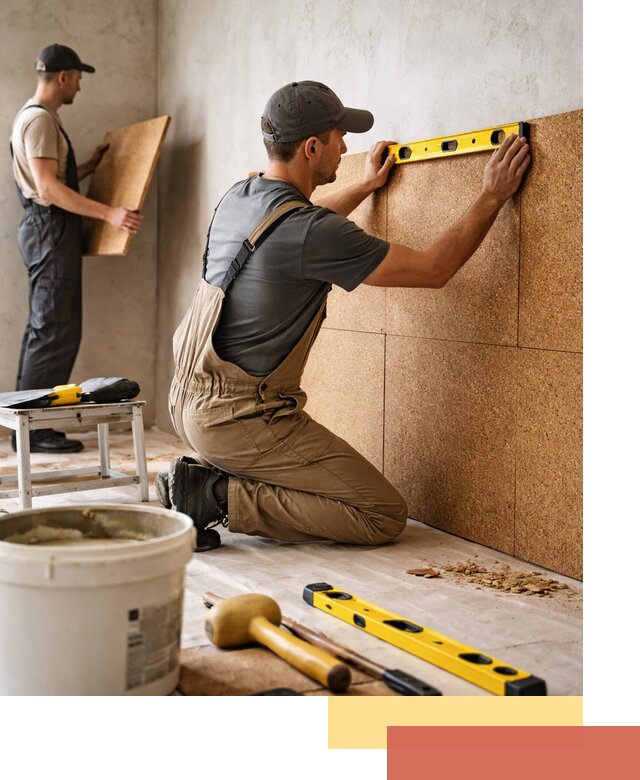 Монтаж пробковых панелей на стены в Михайловке быстро и качественно