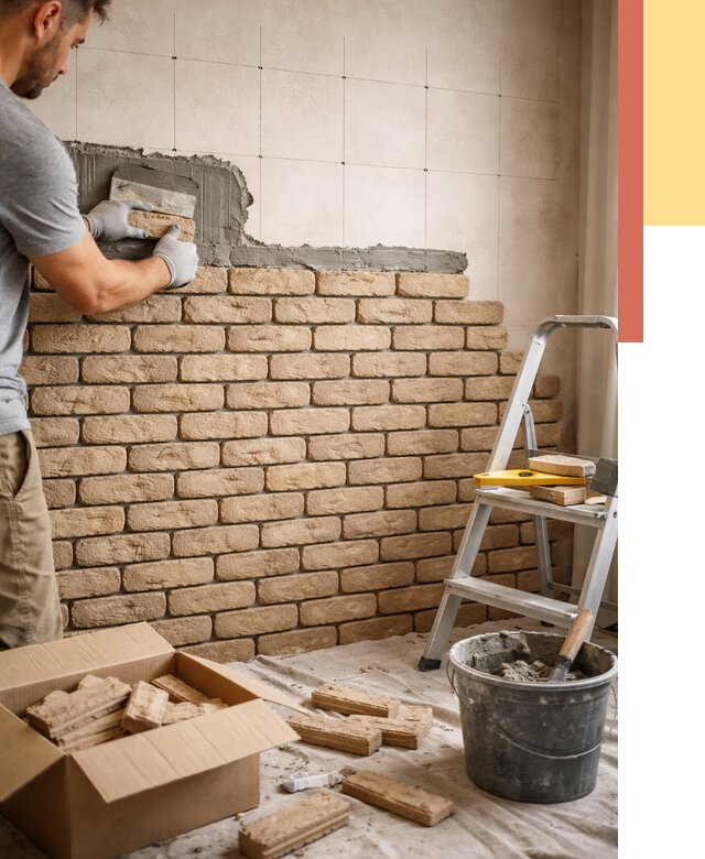 Монтаж декоративного кирпича в Михайловке от 3253 руб./м² — быстро и недорого | ОТДЕЛОЧНИК-Мхл