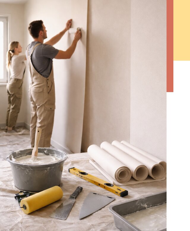 Поклейка бумажных обоев в Михайловке от 5592 руб./м2 — быстро и недорого | ОТДЕЛОЧНИК-Мхл