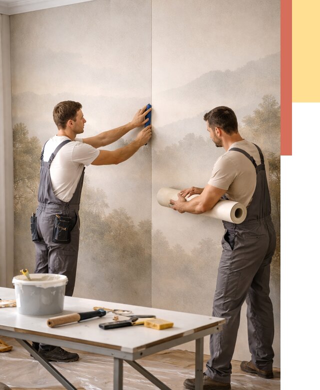 Поклейка фотообоев в Михайловке от 8642 руб/м² — быстро и недорого | ОТДЕЛОЧНИК-Мхл