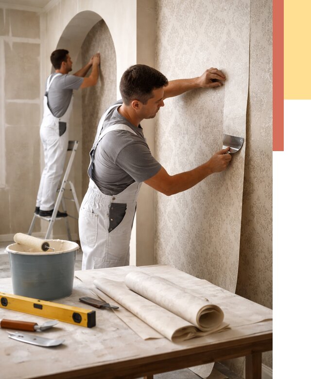 Поклейка обоев на сложные стены в Михайловке от 2847 руб. под ключ | ОТДЕЛОЧНИК-Мхл