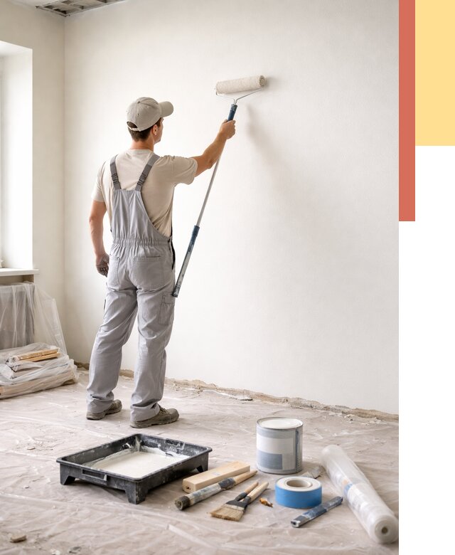 Покраска стен водоэмульсионной краской в Михайловке от 458 руб. за м² | ОТДЕЛОЧНИК-Мхл