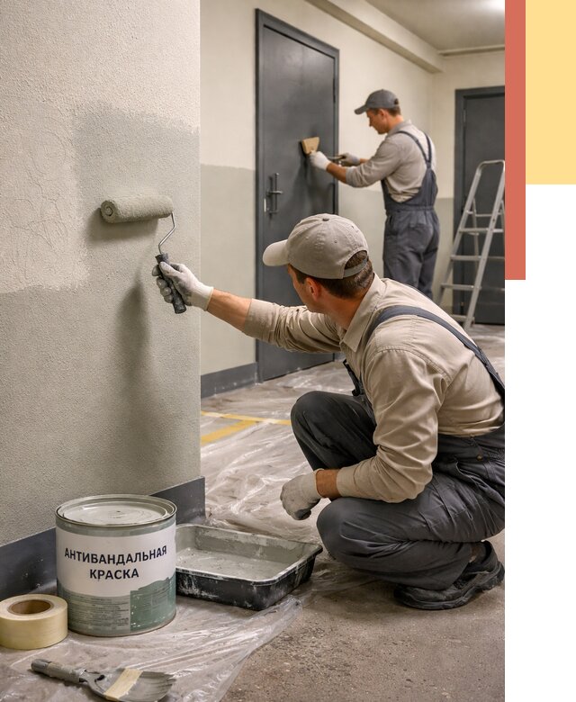 Покраска стен антивандальной краской в Михайловке от 4575 руб./м² под ключ | ОТДЕЛОЧНИК-Мхл