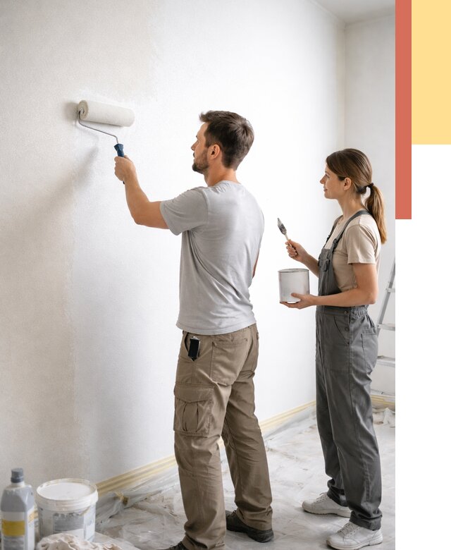 Окраска стен по стеклохолсту в Михайловке от 4575 руб/м² под ключ | ОТДЕЛОЧНИК-Мхл