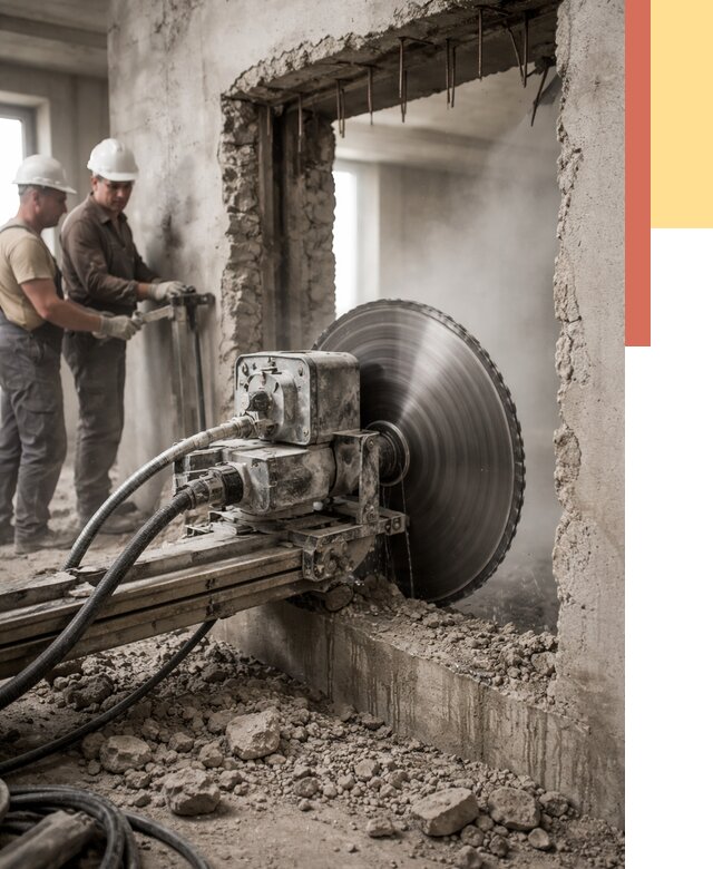 Алмазная резка проемов в Михайловке от 4575 руб. быстро и недорого | ОТДЕЛОЧНИК-Мхл