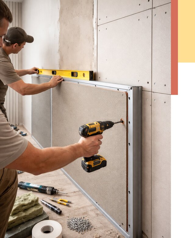 Шумоизоляция стен панелями ЗИПС в Михайловке от 2237 руб./м² под ключ | ОТДЕЛОЧНИК-Мхл