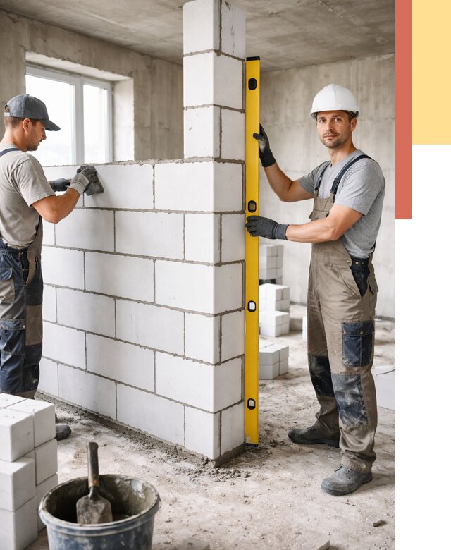 Кладка перегородок из пеноблока в Михайловке от 1830 руб. под ключ | ОТДЕЛОЧНИК-Мхл