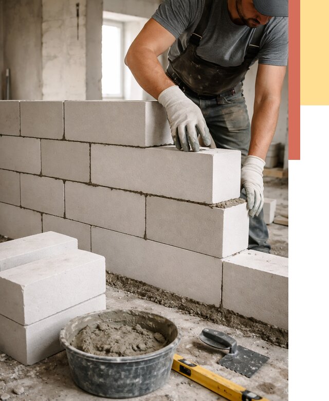 Кладка перегородок из силикатного блока в Михайловке от 4067 руб. под ключ | ОТДЕЛОЧНИК-Мхл