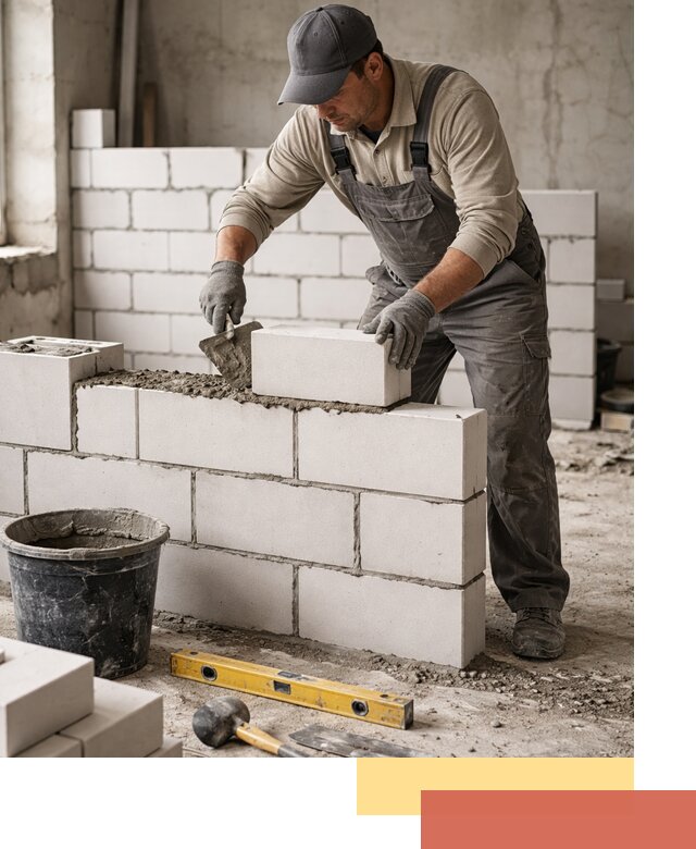 Кладка перегородок из силикатного блока в Михайловке