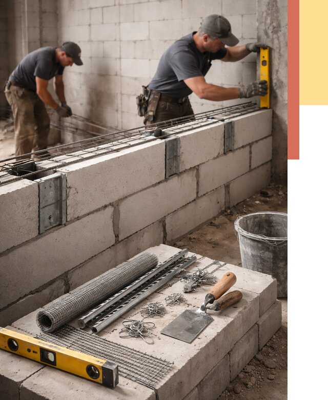Армирование кладки перегородок в Михайловке от 763 руб. под ключ | ОТДЕЛОЧНИК-Мхл