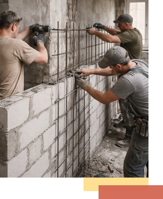 Армирование кладки перегородок в Михайловке профессионально и надёжно