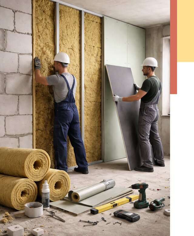 Шумоизоляция перегородок из блоков в Михайловке от 1881 руб./м² — быстро и недорого | ОТДЕЛОЧНИК-Мхл