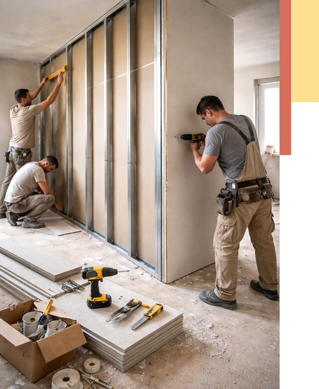 Монтаж однослойной перегородки из гипсокартона в Михайловке от 661 руб. | ОТДЕЛОЧНИК-Мхл