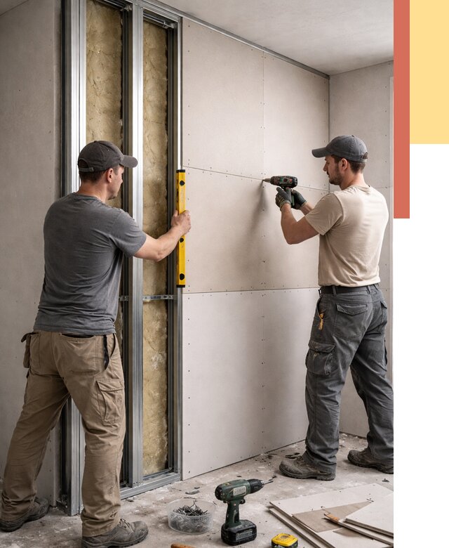 Монтаж двухслойной перегородки из гипсокартона в Михайловке от 1474 руб. | ОТДЕЛОЧНИК-Мхл