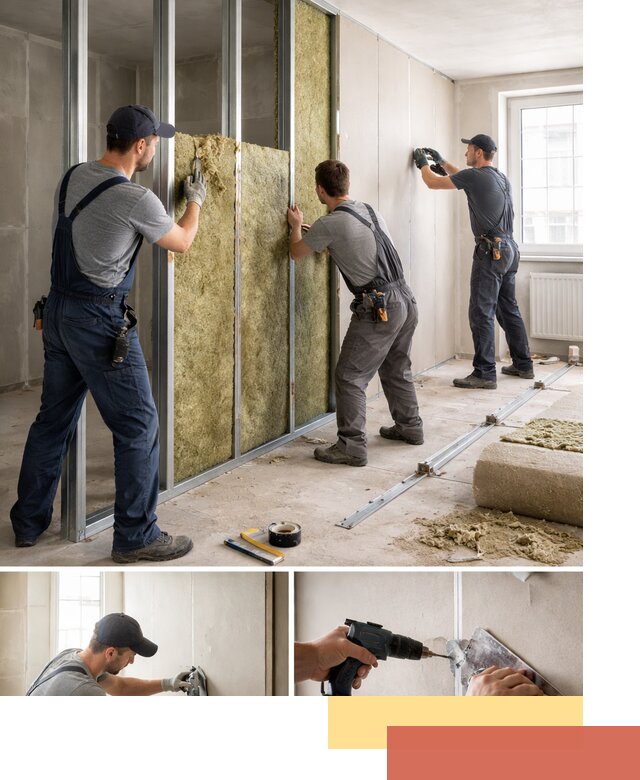 Перегородка из гипсокартона с шумоизоляцией в Михайловке — монтаж под ключ