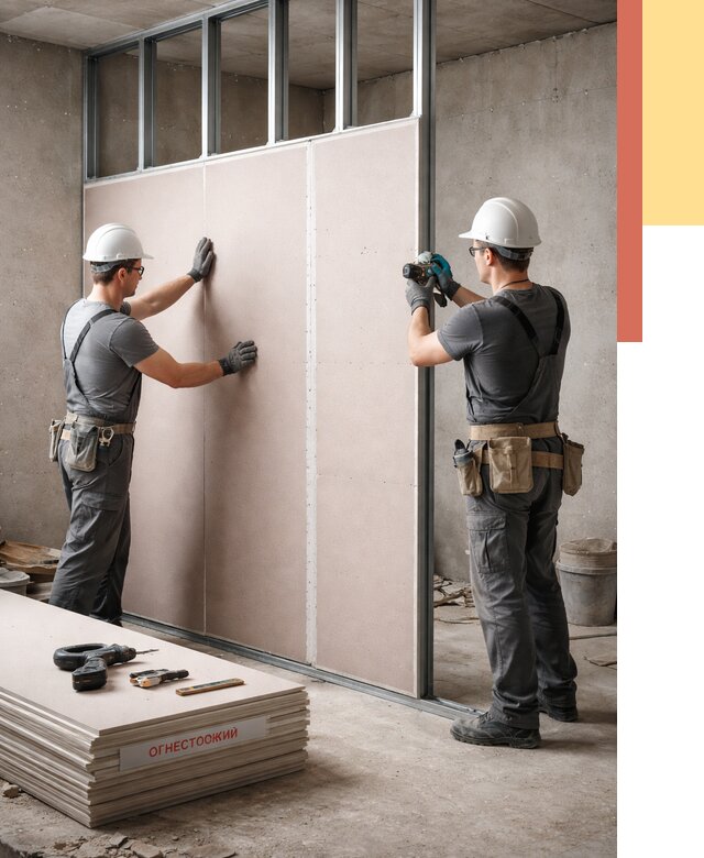Перегородка из огнестойкого гипсокартона в Михайловке от 1881 руб. под ключ | ОТДЕЛОЧНИК-Мхл