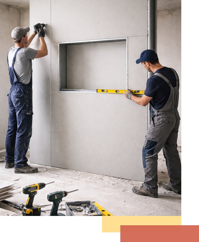 Перегородка из гипсокартона с нишей под декор в Михайловке