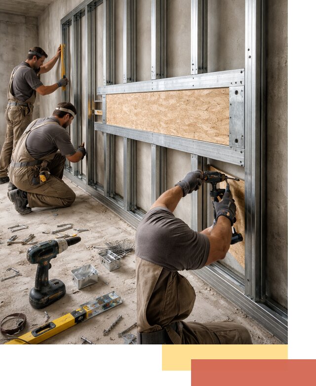 Усиленная перегородка для крепления тяжёлых конструкций в Михайловке