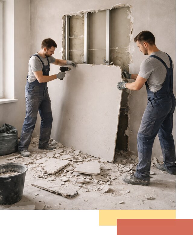 Демонтаж перегородки из гипсокартона в Михайловке быстрый и аккуратный