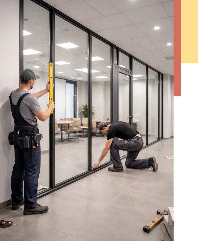 Каркасные стеклянные перегородки в Михайловке под ключ от 9354 руб. | ОТДЕЛОЧНИК-Мхл