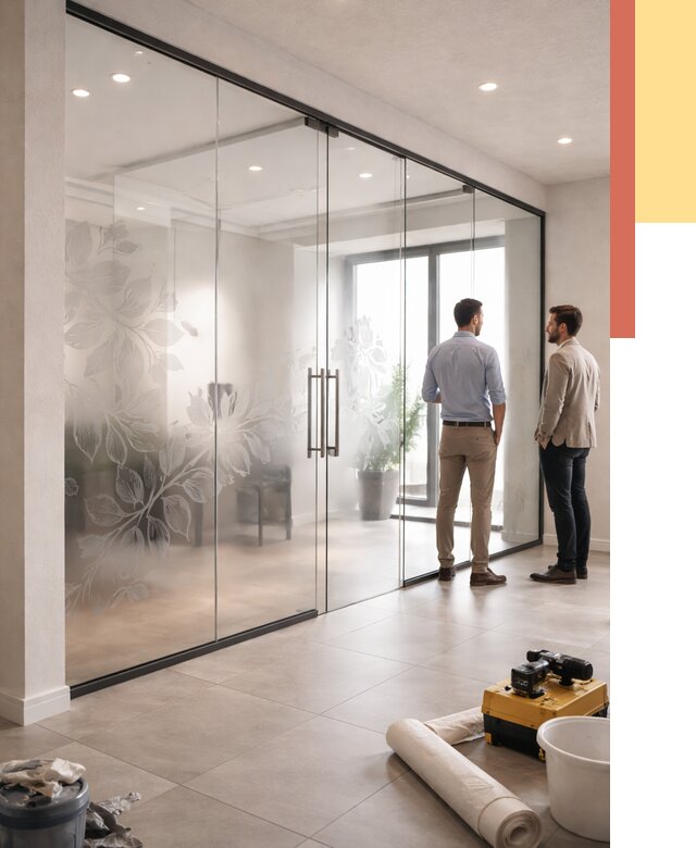 Стеклянные перегородки с рисунком в Михайловке от 12709 руб. монтаж и нанесение | ОТДЕЛОЧНИК-Мхл