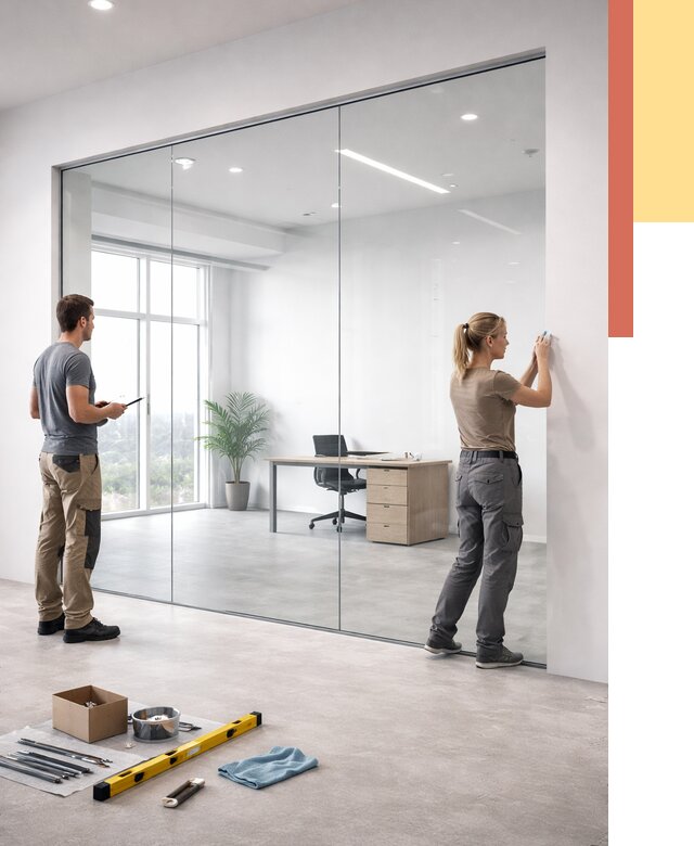 Перегородки из закаленного стекла в Михайловке от 9659 руб. под ключ | ОТДЕЛОЧНИК-Мхл