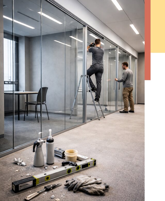 Стеклянные офисные перегородки в Михайловке от 8642 руб. — монтаж и установка | ОТДЕЛОЧНИК-Мхл