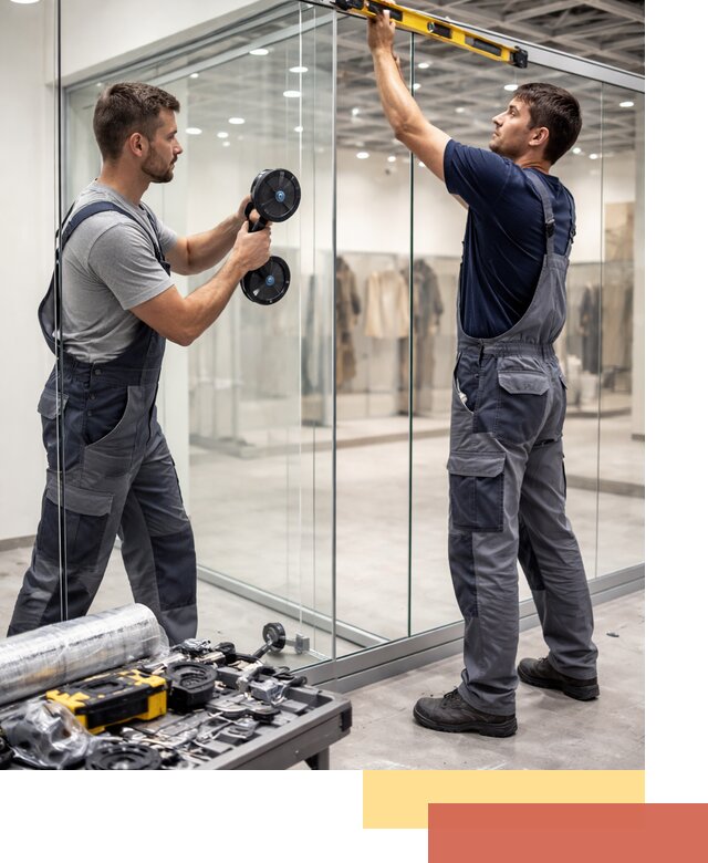 Стеклянные перегородки для магазинов в Михайловке — монтаж и установка