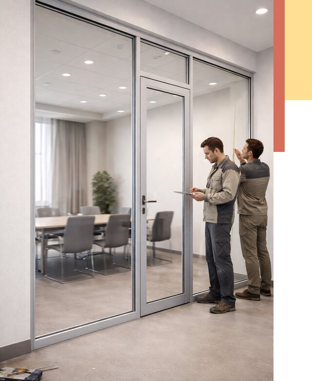 Установка и монтаж алюминиевых перегородок со стеклом в Михайловке от 8337 руб. | ОТДЕЛОЧНИК-Мхл