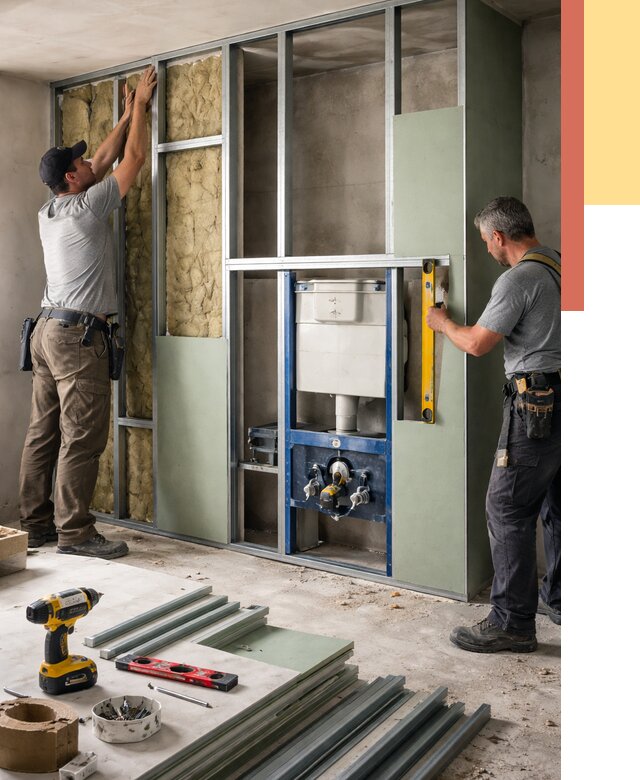 Установка сантехнических перегородок в Михайловке от 8642 руб. | ОТДЕЛОЧНИК-Мхл