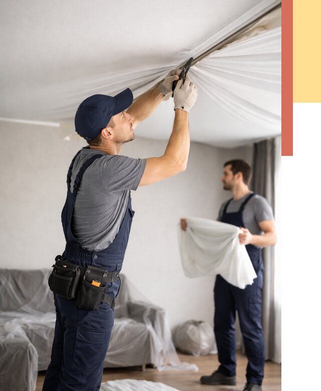 Демонтаж натяжного потолка в Михайловке от 4575 руб. — снятие и разбор под ключ | ОТДЕЛОЧНИК-Мхл