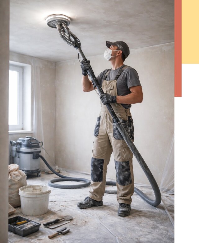 Шлифовка потолка в Михайловке от 3558 руб. — услуги шлифования потолка | ОТДЕЛОЧНИК-Мхл