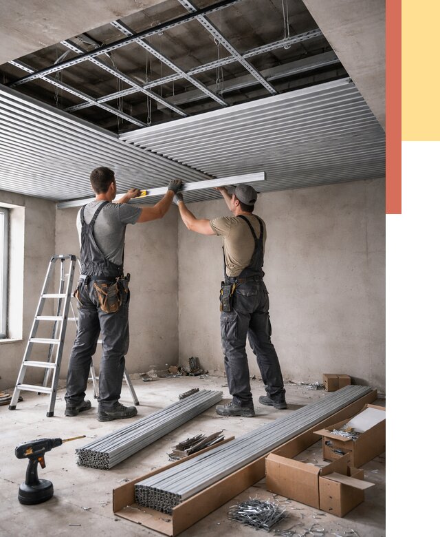 Монтаж реечного потолка в Михайловке от 4575 руб. под ключ | ОТДЕЛОЧНИК-Мхл