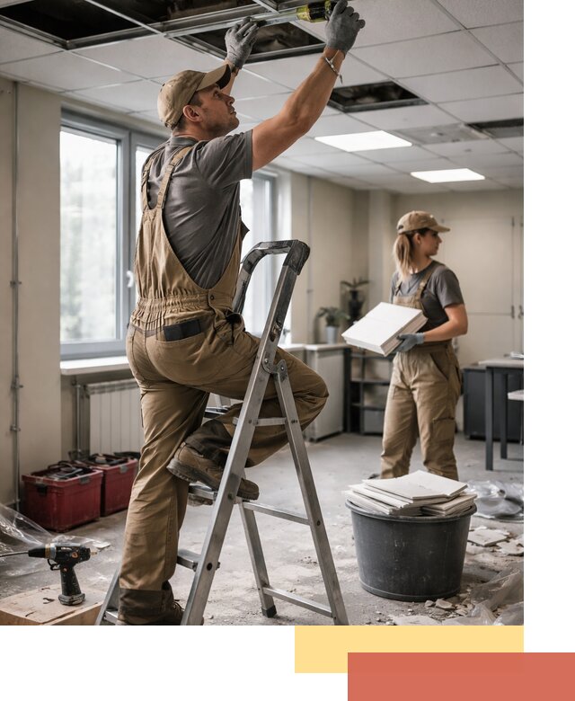 Ремонт потолка Армстронг и замена плит в Михайловке