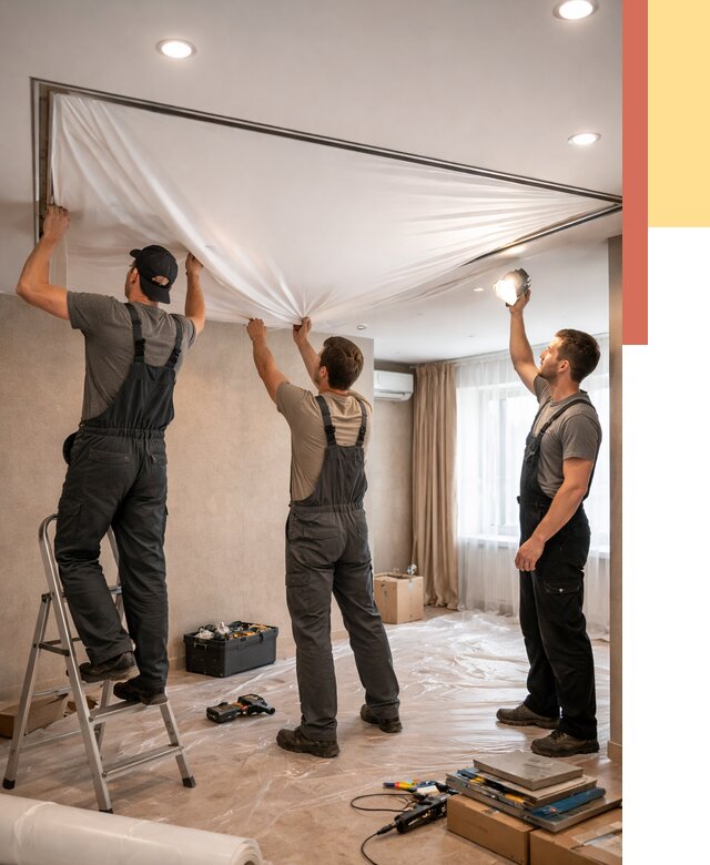 Монтаж ПВХ натяжного потолка в Михайловке от 3558 руб. под ключ | ОТДЕЛОЧНИК-Мхл