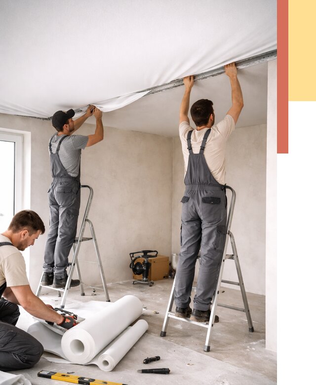 Монтаж тканевого натяжного потолка в Михайловке от 3558 руб. под ключ | ОТДЕЛОЧНИК-Мхл