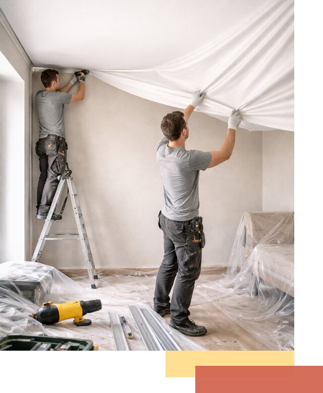 Монтаж тканевого натяжного потолка в Михайловке недорого и быстро