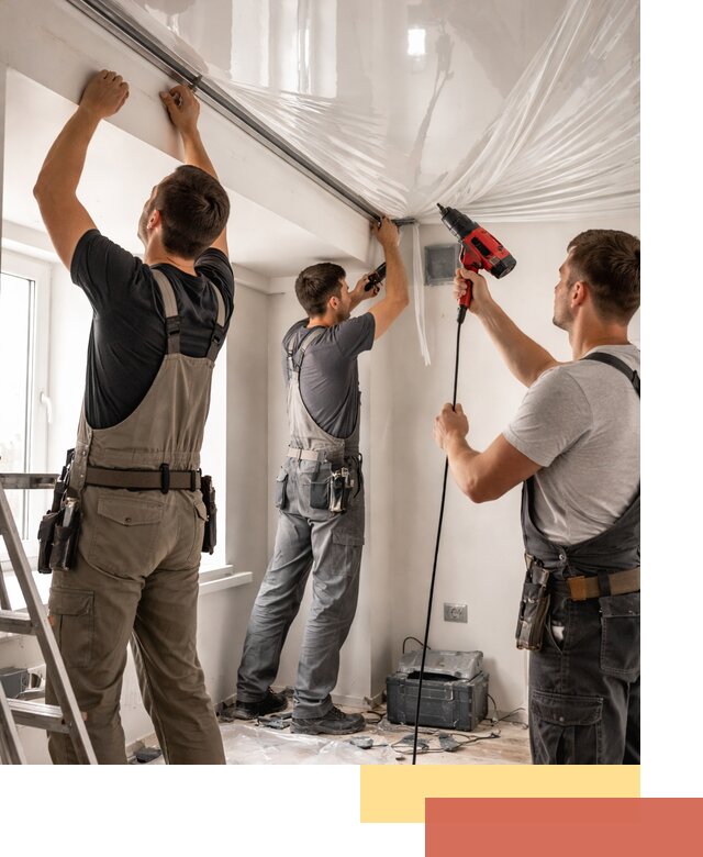 Монтаж глянцевого натяжного потолка в Михайловке быстро и качественно